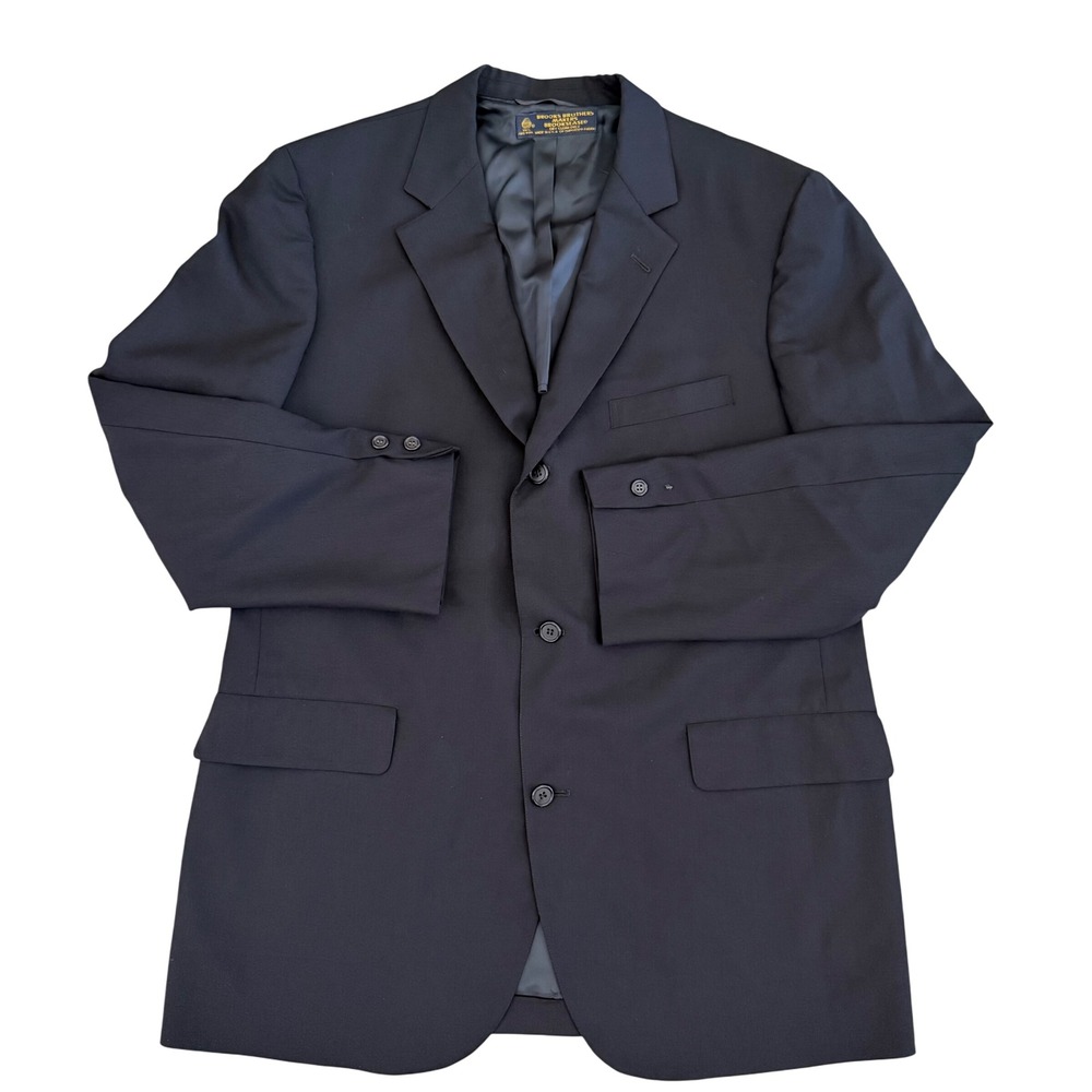 Brooks Brothers Brooksease Blazer Mens Black 43L Wool Classic‎ Fit USA Made
